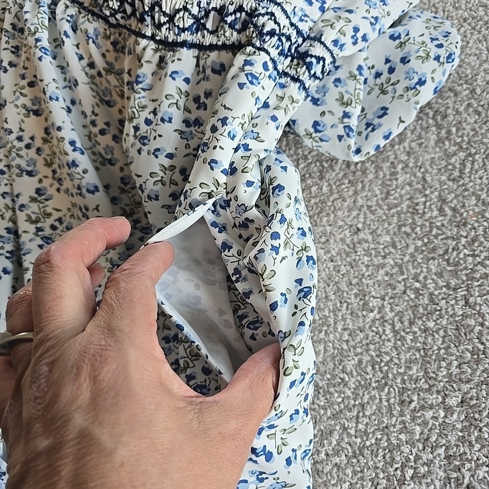 Roolee Women's Long Floral Dress Blue/white Cottagecore Peasant Fairy Sz M - Picture 16 of 16
